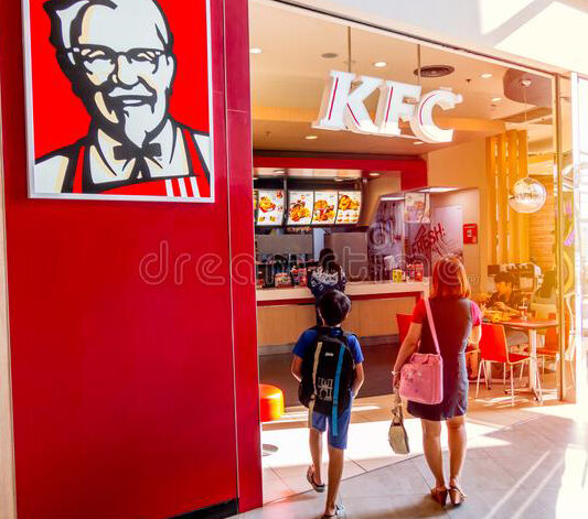 kfc-kentucky-fried-chicken-shop-super-market-most-popular-fast-food-restaurant-favorite-parents-kids-family-eating-116353665